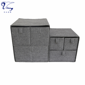 Fabric Storage Drawer Organizer Sets Folding Linen Fabric Storage Box Clever Cube <strong>Insert</strong> 4pcs Per Set W/2 Tier and 3 Drawers - Product Image 6