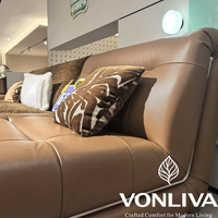 Canapé d'angle sans accoudoirs Vonliva en cuir écologique et chenille, avec fonction massage et rembourrage en éponge, pour salon
