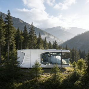 <span class=keywords><strong>Maison</strong></span> préfabriquée moderne - Design capsule spatiale, structure <span class=keywords><strong>en</strong></span> acier Apple Cabin, maisons mobiles - Product Image 6