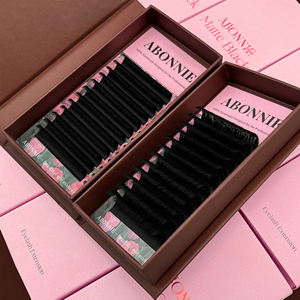 Abonnie J <span class=keywords><strong>C</strong></span> <span class=keywords><strong>D</strong></span> Curl Mink Blooming Lash Extension Matte Black Easy Volume Lash Trays Cashmere Easy Fan Eyelash Extensions - Product Image 1