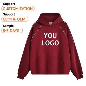<span class=keywords><strong>Sudadera</strong></span> con Capucha para <span class=keywords><strong>Hombre</strong></span>, Color Rojo Vino, Impresión Digital Reflectante, 100% Algodón, Lavable a Máquina, Felpa, Corte Holgado - Product Image 1