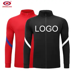 Jaket Pria Desain Kustom, Jaket Logo Hitam Olahraga Gym Pria Olahraga Sepak Bola, Jaket Lari Sepak Bola