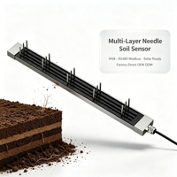 Sonde de sol multi-couches à aiguille IP68 RS485 LoRaWAN solaire pour température, humidité, EC et salinité pour l'agriculture de précision