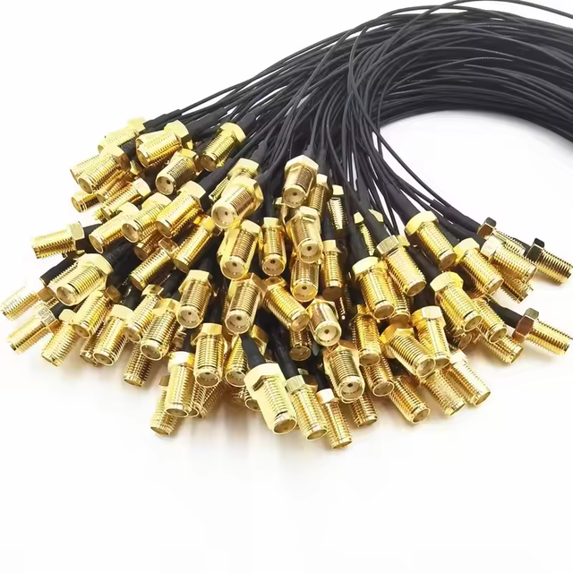 Flexible Black RF Coaxial Cable with Dual Gold-Plated Connectors for Wireless Communication