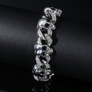 Creative Design Personalized Trendy Punk Style Geometric Skull Head Decoration Chain Bracelet Cool <b>Mens</b> Bracelet Fashion Jewelry - Product Image 4