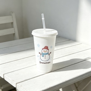 Bouteille d'eau à changement de couleur avec couvercle et paille, sans BPA, en plastique PP, gobelet réutilisable, logo personnalisé, <span class=keywords><strong>tasse</strong></span> froide pour fête, café glacé - Product Image 4