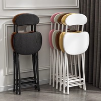 Chaise de salle à manger pliable moderne en bois avec revêtement, pieds en métal, meubles portables pour la salle à manger, le salon, le dortoir universitaire