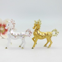 SHINNYGIFTS peint à la main Style moderne émail cheval bibelot boîte bijoux animaux métal Figurine à collectionner pour la décoration de la maison