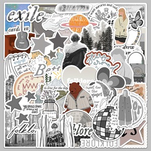 50 Uds. Pegatinas promocionales de fábrica para funda de teléfono, tonos blancos y negros, todos los álbumes de <span class=keywords><strong>Taylor</strong></span> cortados (folclore), pegatinas - Product Image 5