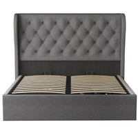 Luxe pas cher prix hôtel stockage moderne velours plate-forme complète simple Double Twin King Queen Size gaz ascenseur cadre de lit