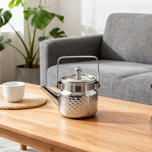 Tetera marroquí árabe personalizada al por mayor, cafetera de Metal de 500ml/1L, tetera martillada de acero inoxidable para decoración del hogar - Product Image 3