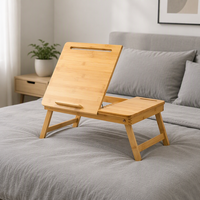 Table de lit pliable en bambou pour ordinateur, tablette et smartphone – Idéale pour les devoirs, la lecture, le travail – Table de petit-déjeuner réglable – Offre spéciale
