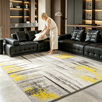 Grey Blue Watercolor Art Pattern Stain Resistant Bedroom Floor Rug