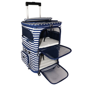 Rolling Carrier Double Compartment Pet Carrier <b>Backpack</b> Detachable Portable Travel Pet Carrier with Wheels for 2 <b>Cats</b> - Product Image 4