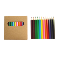 Mini crayons de dessin colorés pour enfants - 12 couleurs dans une boîte en papier kraft - Sûrs et durables