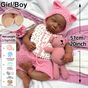 Poupée de mode en silicone LouLou de 50cm fabriquée sur commande afro-américaine <span class=keywords><strong>Reborn</strong></span> bébé fille/garçon tenues endormies modifiables pour la perte de guérison - Product Image 5