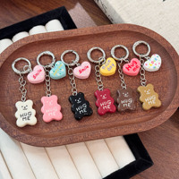 Porte-clés Cœur Ours Mignon avec Pendentif Lettre, Breloques de Sac pour Téléphone, Écouteurs, Sac à Dos, Décoration, Cadeau Doux, Accessoires de Porte-clés