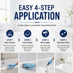 Acrylic Water-Based Eco-Friendly <strong>Tub</strong> Tile Refinishing Kit Quick-Dry <strong>Paint</strong> for Walls Floors Sinks Bathtubs &amp; Toilets - Product Image 2
