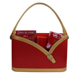 Ea347 Fournisseur de stockage de luxe en cuir artificiel pour cadeau Paniers tissés avec poignée Emballage de gros Boîte vide Panier personnalisé - Product Image 5