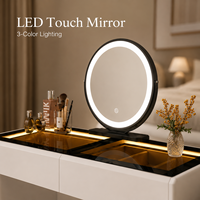 Ensemble de coiffeuse moderne avec miroir éclairé à intensité réglable et armoire de rangement réversible pour chambre et salle de bain