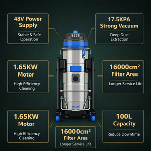 Aspiradora Industrial <span class=keywords><strong>de</strong></span> 3600W, 100L, 22kpa, con Marco Metálico y Ruedas con Freno para Pulir Concreto, Garantía <span class=keywords><strong>de</strong></span> 2 Años en <span class=keywords><strong>el</strong></span> <span class=keywords><strong>Motor</strong></span> - Product Image 5