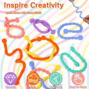 New Arrived 6 <b>Pack</b> Silicone Sensory <b>Fidget</b> Stick Toys Anxiety Relief Stretchy Sticks - Product Image 5