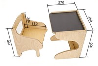 Ensemble bureau et chaise d'apprentissage en bois massif moderne avec coins arrondis et rangement pour école, hôpital, hôtel, salon, chambre