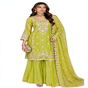 Conjunto de Sharara con Top Bordado con Lentejuelas Shalsa Crash y Dupatta a Juego de 2.2 Metros, Completamente Cosido, Venta al Por Mayor por AARIKA Exports - Product Image 1