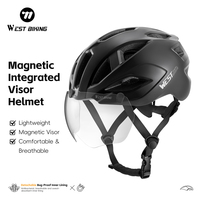 Casque de vélo aérodynamique ventilé WEST BIKING avec visière magnétique intégrée, casque de sécurité EPS PC pour la conduite sur route et VTT