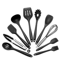 Ensemble de 10 ustensiles de cuisine en silicone de qualité alimentaire écologiques, antiadhésifs, cuillères de cuisine et de pâtisserie, outils de cuisson