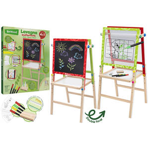 Tableau noir en bois 4-en-1 avec accessoires 53x50x109cm - Product Image 1