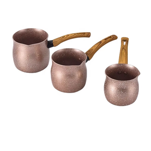 Cafetera árabe nueva cafetera de aluminio jaspeado juego de tazas de té con mango de <span class=keywords><strong>grano</strong></span> de madera elegante y práctica taza de café - Product Image 1