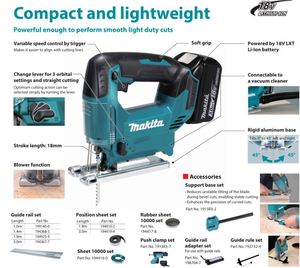 Scie sauteuse sans fil <span class=keywords><strong>Makita</strong></span> DJV186 18V rechargeable pour le travail du bois, outil de coupe portatif - Product Image 4