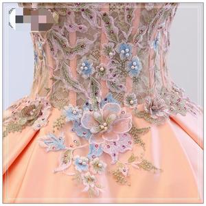 Off The Shoulder Evening Gown Empire Waist Floral Print Sequins Princess Tutu Skirt For Performance Photography - Product Image 5