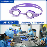 Lunettes de natation anti-buée avec monture en silicone, étanches, protection UV, réglables, unisexes, lentilles en PC, modèle AF-8704A