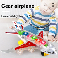 Jouet bon marché Roue électrique universelle pour enfants Jouet d'avion à engrenages transparents avec lumière 3D Modèle d'avion Bump Go pour tout-petits
