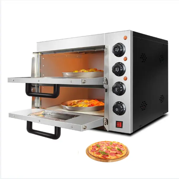 Horno eléctrico portátil de dos pisos para uso doméstico, cocina comercial italiana, tostadores y pizza