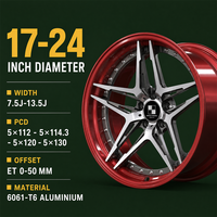 Jantes forgées en deux parties à dix branches argentées avec baril rouge 18 19 20 21 pouces 5x112 5x114.3 5x120 BMW M4
