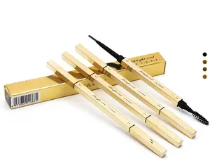 Lápis de sobrancelha impermeável com pequena barra de ouro, potenciadores de sobrancelha fina e à prova d' água, etiqueta privada