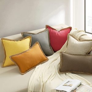 <span class=keywords><strong>Fundas</strong></span> <span class=keywords><strong>De</strong></span> Almohada decorativas <span class=keywords><strong>de</strong></span> granja, funda <span class=keywords><strong>de</strong></span> cojín nórdico con bordes a medida recortados <span class=keywords><strong>de</strong></span> <span class=keywords><strong>lino</strong></span> <span class=keywords><strong>de</strong></span> arpillera - Product Image 2