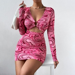 Abito da donna con stampa in marmo estivo con motivo a forma di stella re verde verde Vestidos a manica lunga <span class=keywords><strong>rosa</strong></span> girocollo abito da donna - Product Image 3