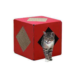 Vente en gros d'usine : Maison <span class=keywords><strong>cube</strong></span> griffoir classique en carton ondulé de haute qualité, écologique et durable, emballée en carton pour chats - Product Image 1