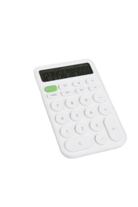 Calculadora electrónica de bolsillo para estudiantes, dispositivo de bolsillo colorido con botón redondo de 12 dígitos, color verde, digital - Product Image 3