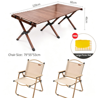 Tables et chaises pliantes d'extérieur, durables, légères, en alliage d'aluminium, coussin imperméable, tables de jardin de style campagnard pour le camping et les pique-niques