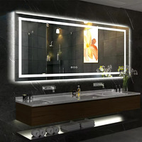 Miroir de courtoisie rectangulaire moderne à LED pour salle de bain avec éclairage avant, anti-buée, incassable, éclairage mural, 3 miroirs intelligents pour hôtels
