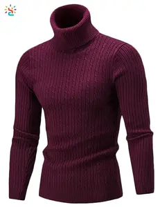 Großhandel Rollkragenpullover Herren einfarbige Pullover langärmelig gestrickt slim fit Pullover Pullover individuell