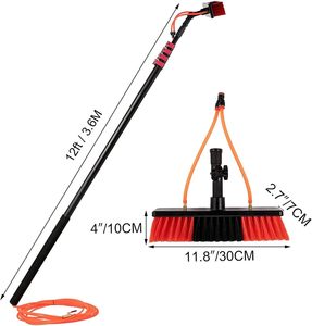 Brosses de nettoyage de fenêtres rétractables 3,6 m/30 cm, tête de <span class=keywords><strong>brosse</strong></span> télescopique, <span class=keywords><strong>brosse</strong></span> de nettoyage pour panneaux solaires - Product Image 2