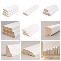 Moulures de fenêtre en bois pré-primées blanches, moulures de plinthe en bois pré-primées blanches, vente en gros