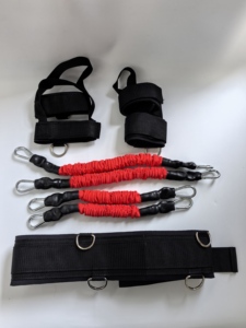 レジスタンスバンドセット ボクシング MMA 格闘技トレーニング器具 150ポンド エクササイズバンド カフ付き ベルト スピードトレーニング - Product Image 4