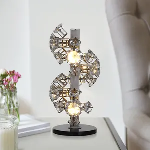 Spiral K9 crystal Antique Silver Lighting 9W/60W*6 Metal Home Goods Crystal Table Lamps